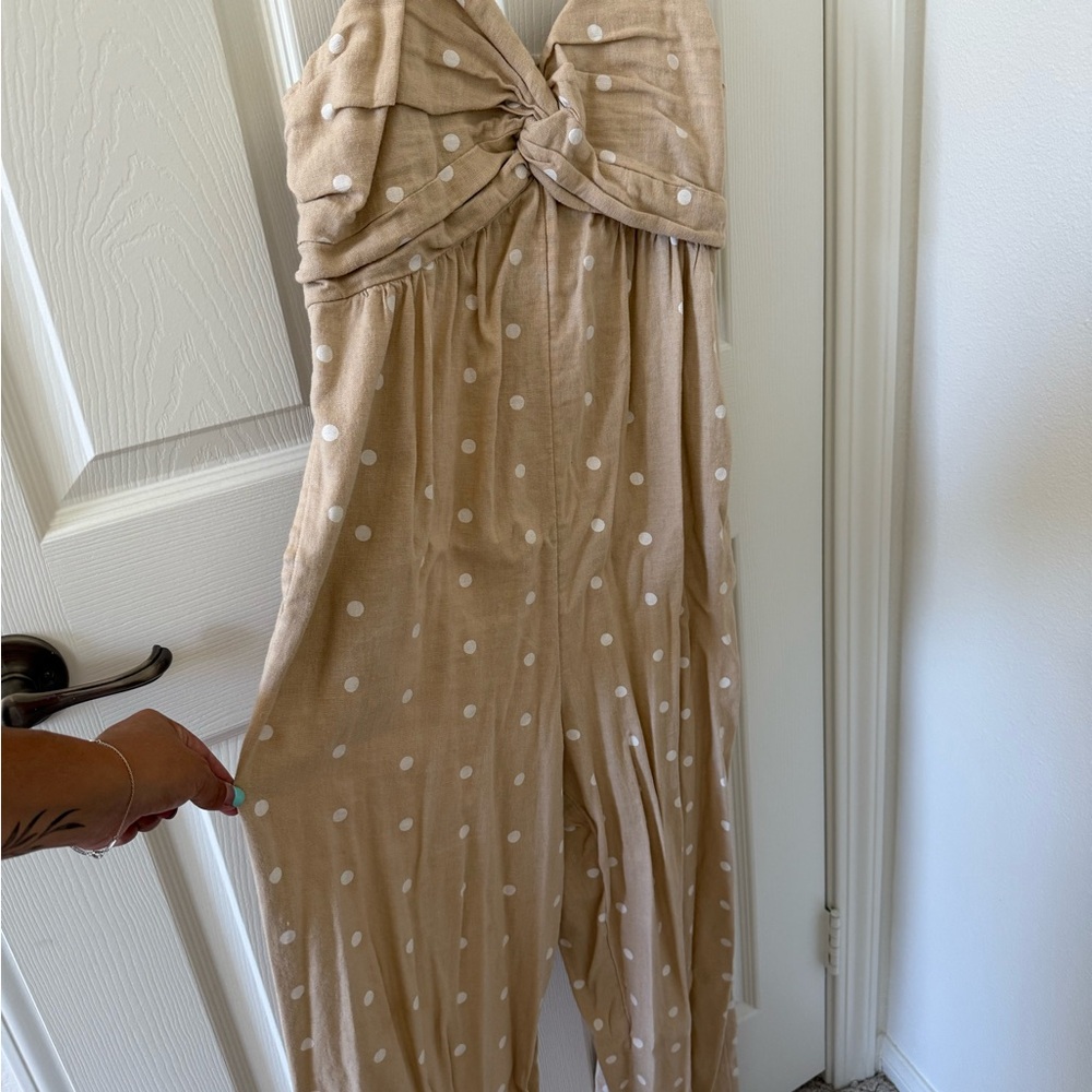 Old Navy Beige Polka Dot Jumpsuit